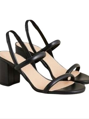 J.Crew Lucie Slingback Sandal Black Leather  Size 9.5